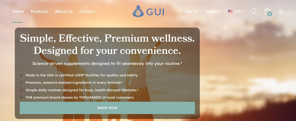 GUI Wellness website homepage